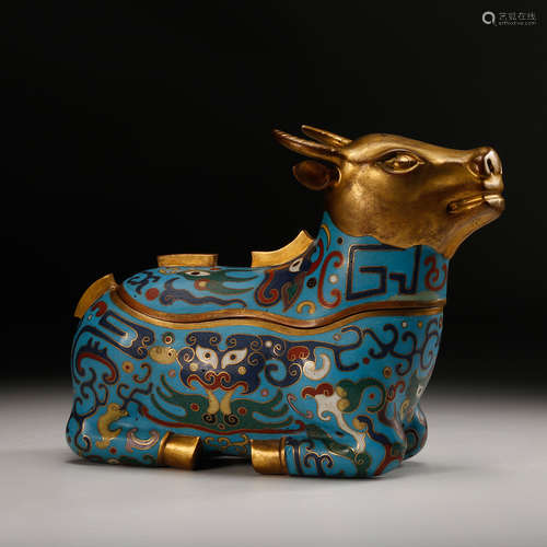 Chinese Cloisonne Sheep Cover Vessel