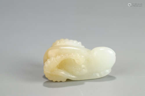 Chinese White Jade Carved Sheep's Head