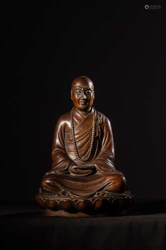 Chinese Agarwood Carved Guru Figurine