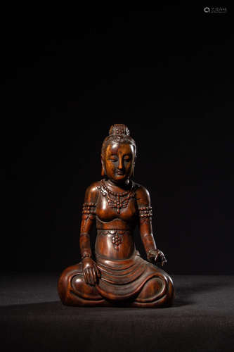 Chinese Agarwood Carved Seated Guanyin