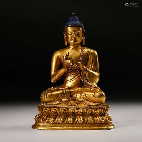 Chinese Gilt Bronze Seated Shakyamuni