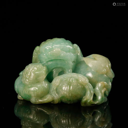 Chinese Jadeite Carved Foolions