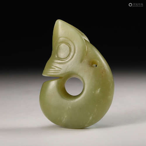 Chinese Archaistic Jade Dragon Pendant