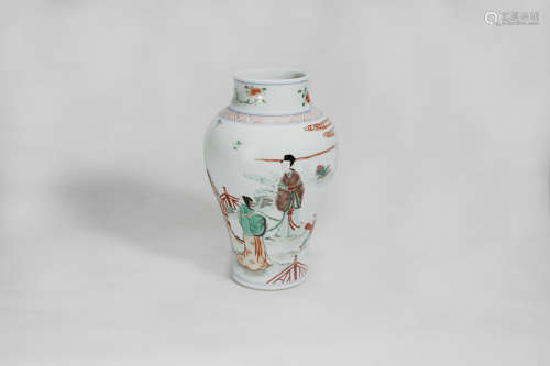 Chinese Shunzhi Period Verte Rose Porcelain Jar