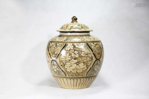 Jizhou Kiln Porcelain Cover Jar