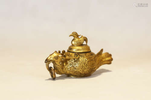 Chinese Bronze Gold Gilded Vessel