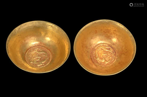 Chinese Pair Of Liao Dynasty Pure Gold Bowl