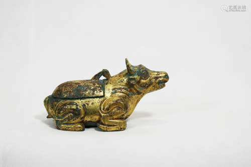Chinese Rare Early Period Bronze Gold Gilded Ornament