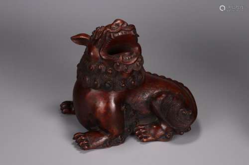 A Chinese Agarwood Censer Ornament Of Lion Shaping