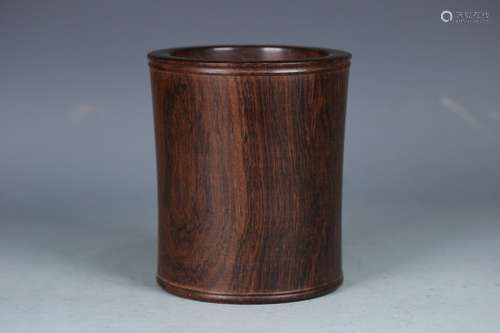 A Chinese Rosewood Brush Pot