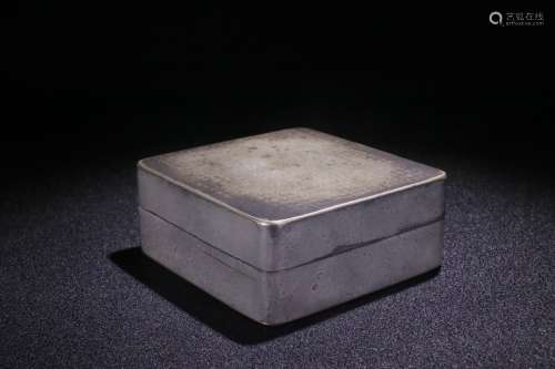 A Chinese Bronze Ink Box Of Poetry Carving