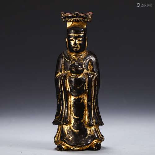 A Chinese Bronze Figure Ornament Of Golden Painting