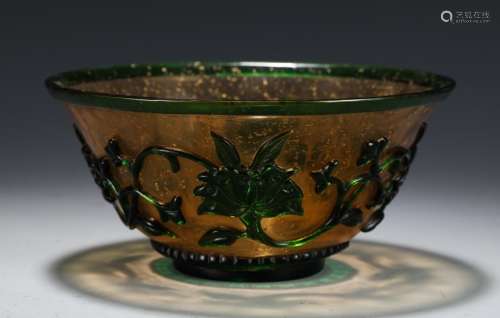 A Chinese Glassware Bowl With Floral Pattern