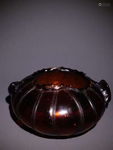 A Chinese Colored Glaze Brush Washer Of Lotus Root Shaped