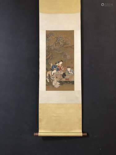 A Chinese Vertical Axis Painting Of Figure With Mark