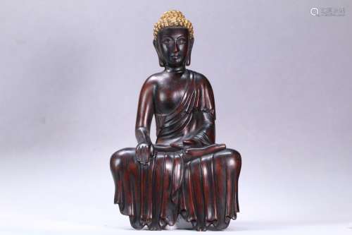 A Chinese Agarwood Sitting Buddha Ornament