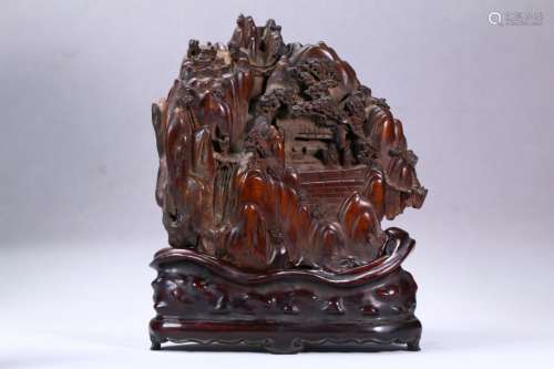 A Chinese Agarwood Ornament Of Story&Mountain Carving