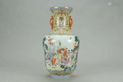 A Chinese Porcelain Famille Rose Vase Of Story