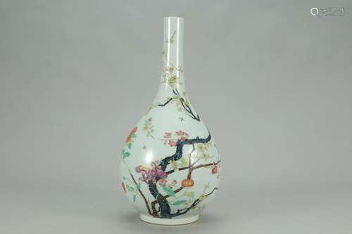 A Chinese Porcelain Famille Rose Vase Of Floral&Bird Painting