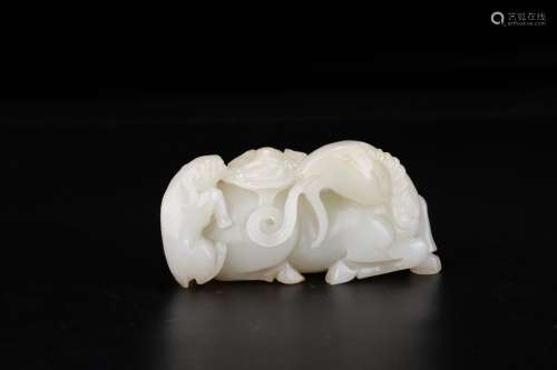 A Chinese Hetian Jade Ornament Of Goat Shaped