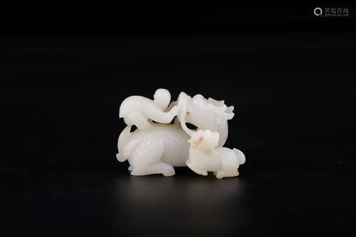 A Chinese Hetian Jade Ornament Of Beast Shaped