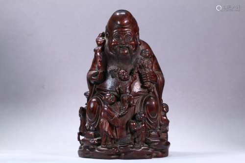 A Chinese Agarwood Statue Ornament