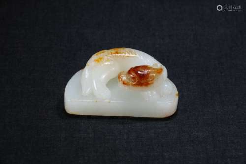 A Chinese Hetian Jade Seal Of Beast Shaped