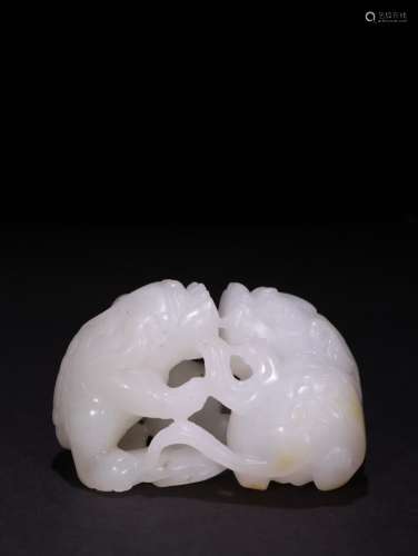 A Chinese Hetian Jade Ornament Of Lion Shaping