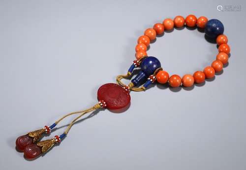 A Chinese South Red Agate Bracelet