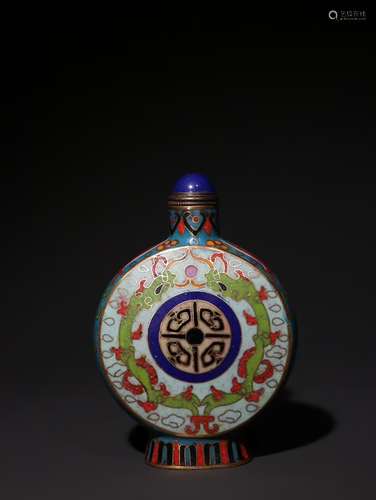 A Chinese Cloisonne Snuff Bottle With Dragon Carving