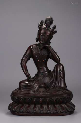 A Chinese Rosewood Sitting Buddha Ornament