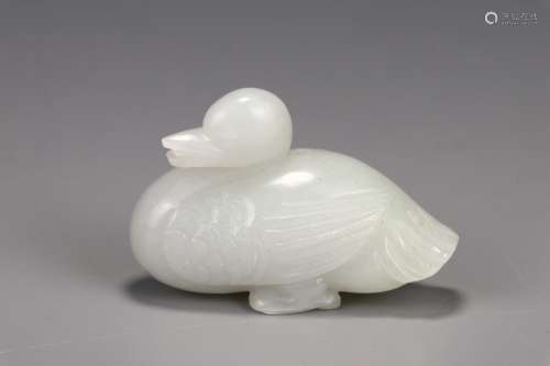 A Chinese Hetian Jade Ornament Of Duck Shaped