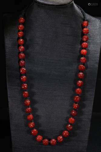 A Chinese Red Agate Necklace