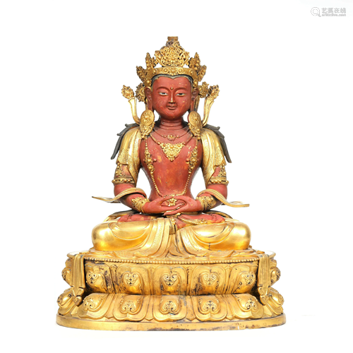 A Chinese Gild Copper Statue of Amitabha