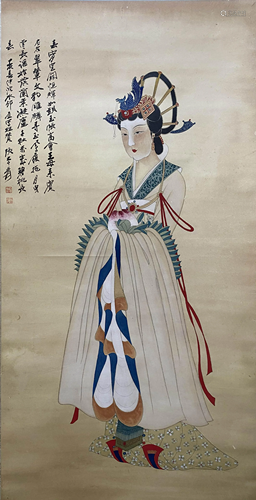 A Chinese Figure Painting, Zhang Daqian Mark