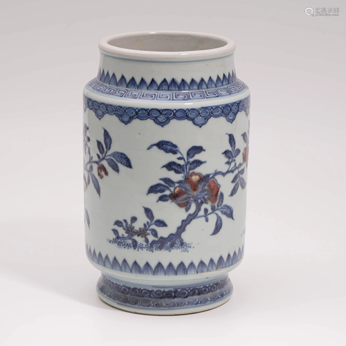 A Chinese Blue and White Underglazed Red Floral