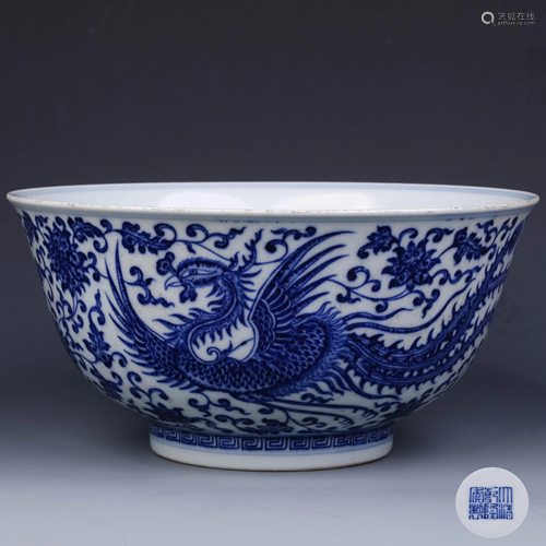 A Chinese Blue and White Dragon&phoenix Pattern