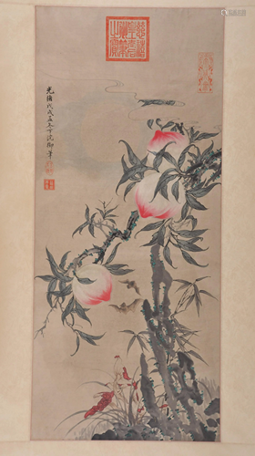 A Chinese Peach Painting, Empress Dowager Ci…