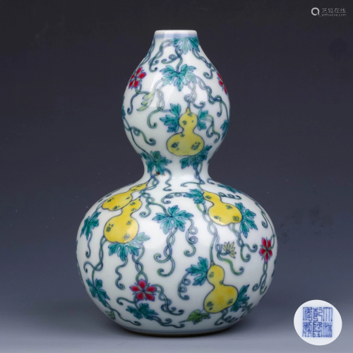A Chinese Doucai Painted Porcelain Gourd-shap…
