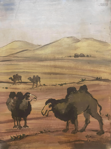 A Chinese Camel Painting, Wu Zuoren Mark