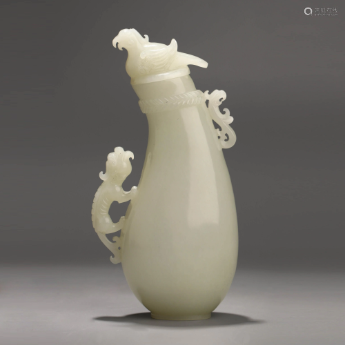 A Chinese White Hetian Jade Carved Vase Ornament