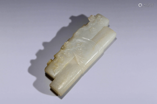 A Chinese Plum Blossom Carved Hetian Jade Paper W…