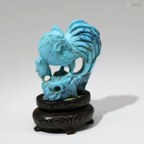 A Chinese Kallaite Carved Rooster Ornament