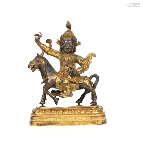 A Chinese Gild Copper Statue of Fortune God