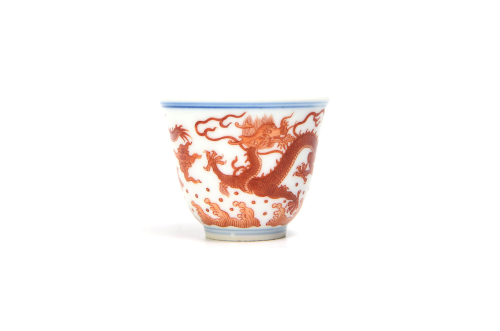 A Chinese Iron Red Dragon Pattern Porcelain Cup