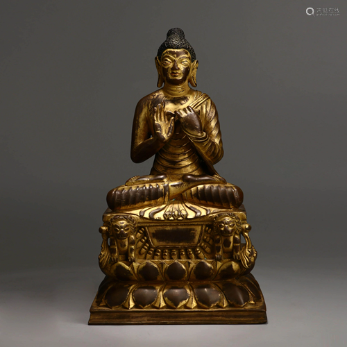 A Chines Gild Copper Statue of Sakyamuni