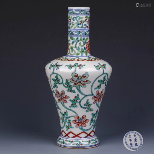 A Chinese Floral Twine Pattern Porcelain Doucai Vase