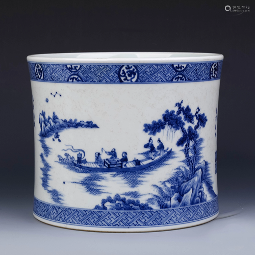 A Chinese Blue and White Painted Porcelain Brush…