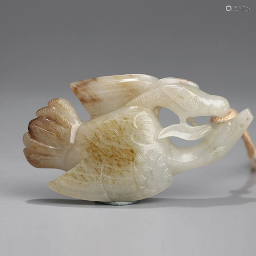 A Chinese White Hetian Jade Carved Pendant