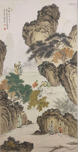 A Chinese Landscape Painting Scroll, Pu Ru Mark